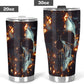Flame skull tumbler, skull in fire cup mug tumblr skull travel tumbler Gothic skull mug tumbler Flaming skull mug grim reaper gothic mug cup