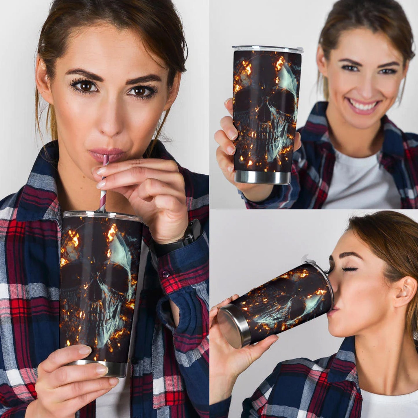 Flame skull tumbler, skull in fire cup mug tumblr skull travel tumbler Gothic skull mug tumbler Flaming skull mug grim reaper gothic mug cup