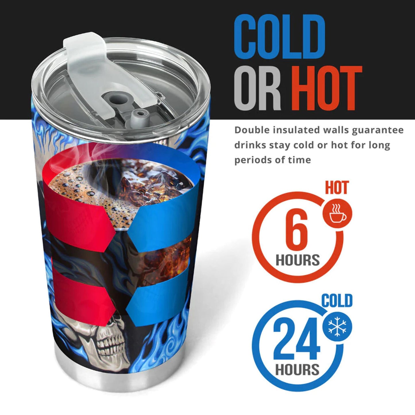 Flame skull tumbler, skull in fire cup mug tumblr skull travel tumbler Gothic skull mug tumbler Flaming skull mug grim reaper gothic mug cup