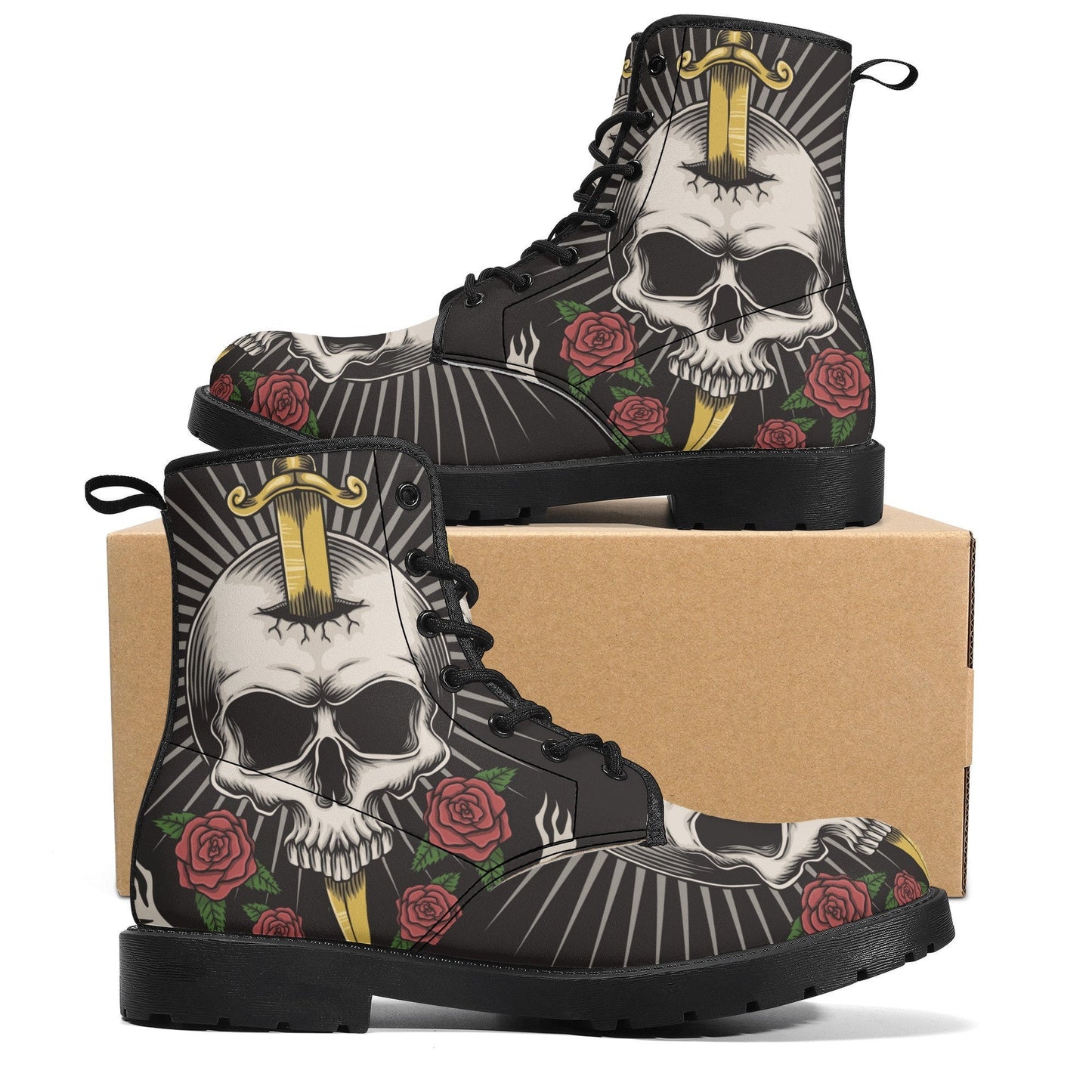 Sword skull grim reaper boots for men women, Halloween skull gothic women boots skeleton boots, Horror grim reaper leather skull boots shoes