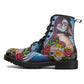 Floral sugar skull girl boots for women grim reaper gothic women boots Halloween Candy skull skeleton boots, rose mexico skull leather boots