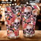 Floral skull tumbler, flower skull cup mug tumblr skull rose skull  travel tumbler Gothic skull mug tumbler skull mug grim reaper gothic mug