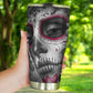 Sugar skull cat tumbler, Candy skull cat cup mug tumblr skull rose skull travel tumbler, skull mug tumbler day of the dead cat skull tumbler