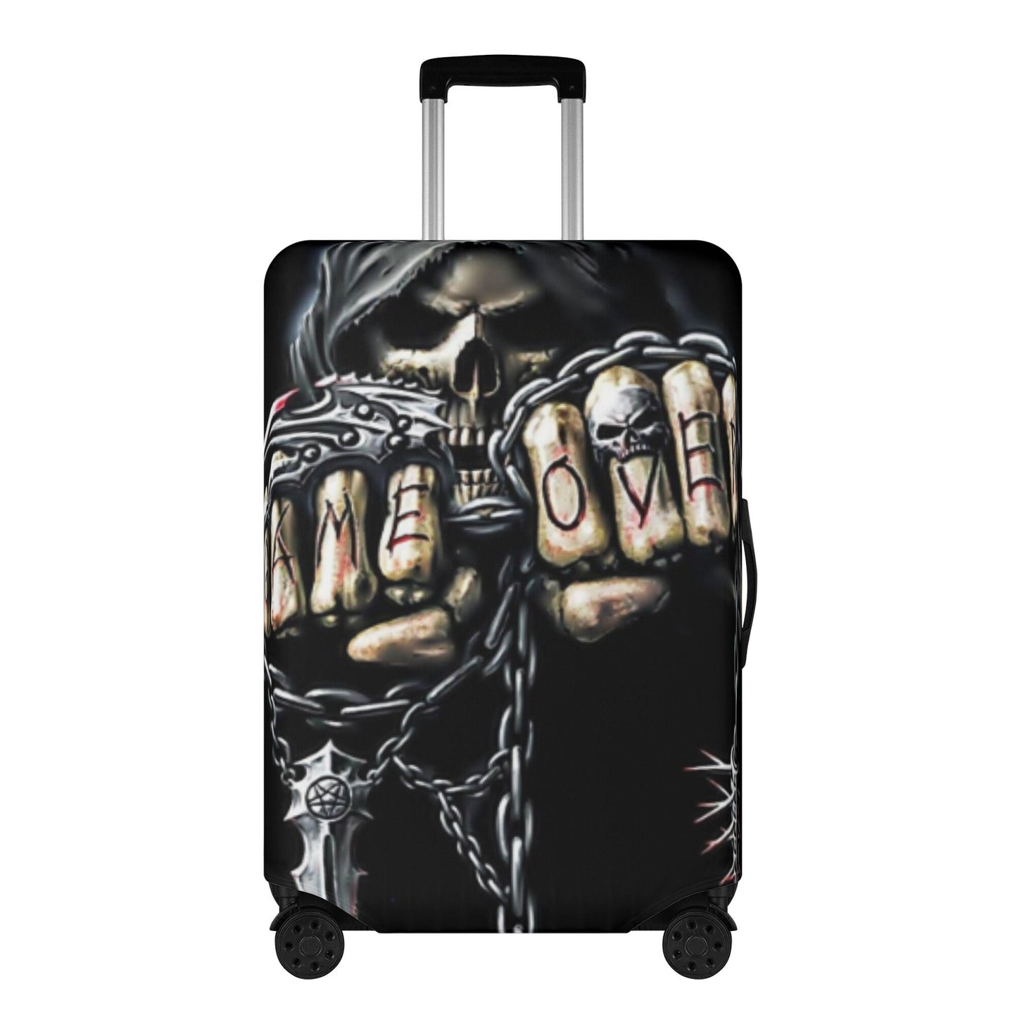 Game over skull luggage cover, skull death suitcase cover, Gothic luggage suitcase covers you're next skull suitcase luggage protector cover