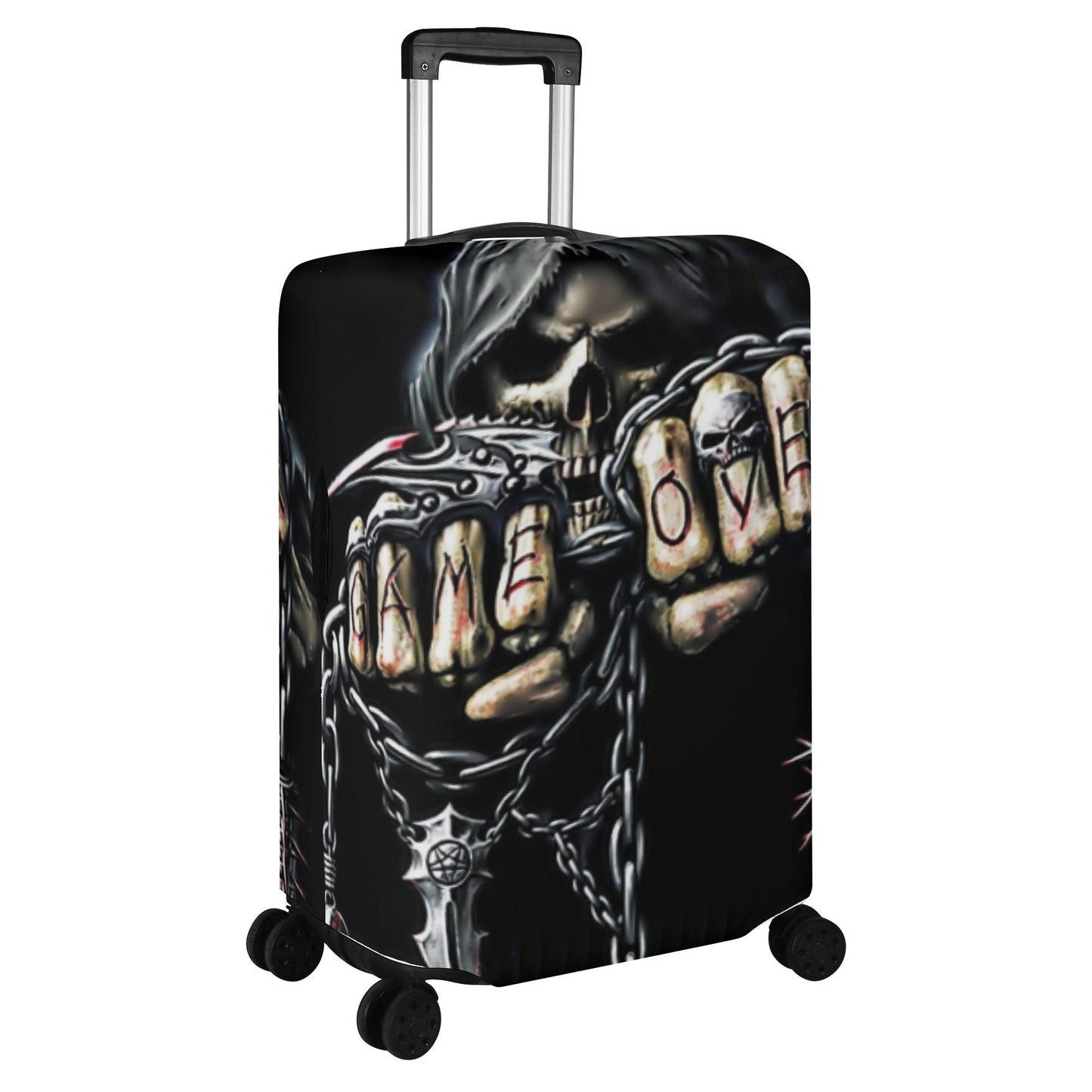 Game over skull luggage cover, skull death suitcase cover, Gothic luggage suitcase covers you're next skull suitcase luggage protector cover