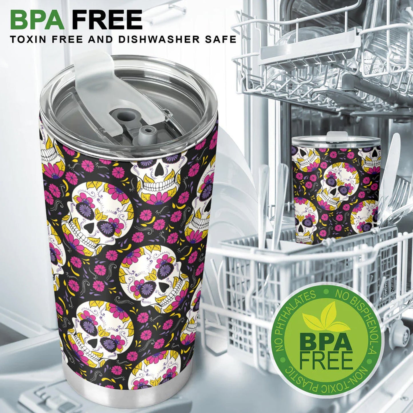 Dia de los muertos skull tumbler, sugar skull cup mug tumblr, Candy skull tumbler, skull tumbler mug cup, skeleton gothic mug cup tumbler