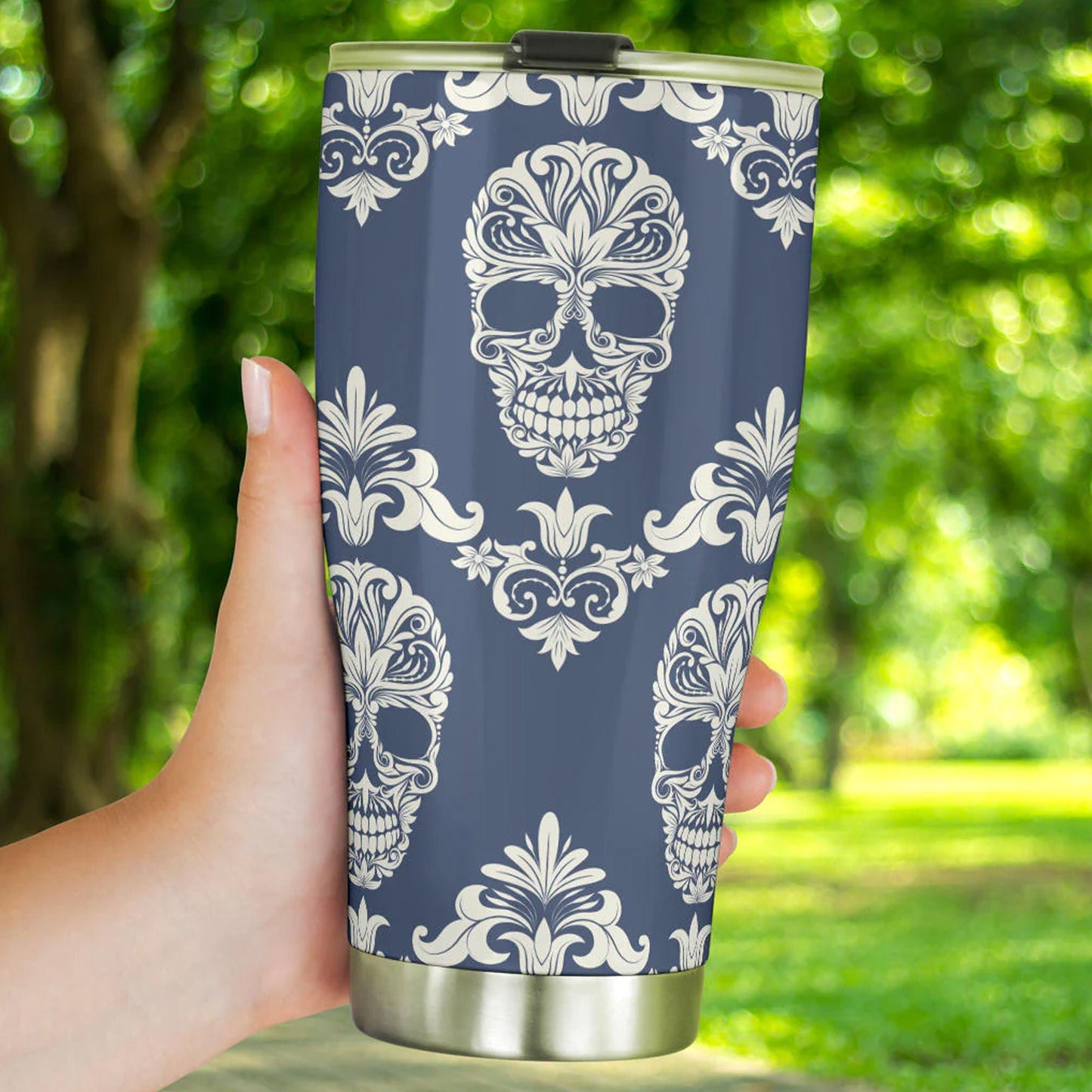 Candy skull tumbler, sugar skull cup mug tumbler, Day of the dead skull tumbler, skull tumbler mug cup, Mexican skull gothic mug cup tumbler