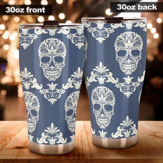 Candy skull tumbler, sugar skull cup mug tumbler, Day of the dead skull tumbler, skull tumbler mug cup, Mexican skull gothic mug cup tumbler