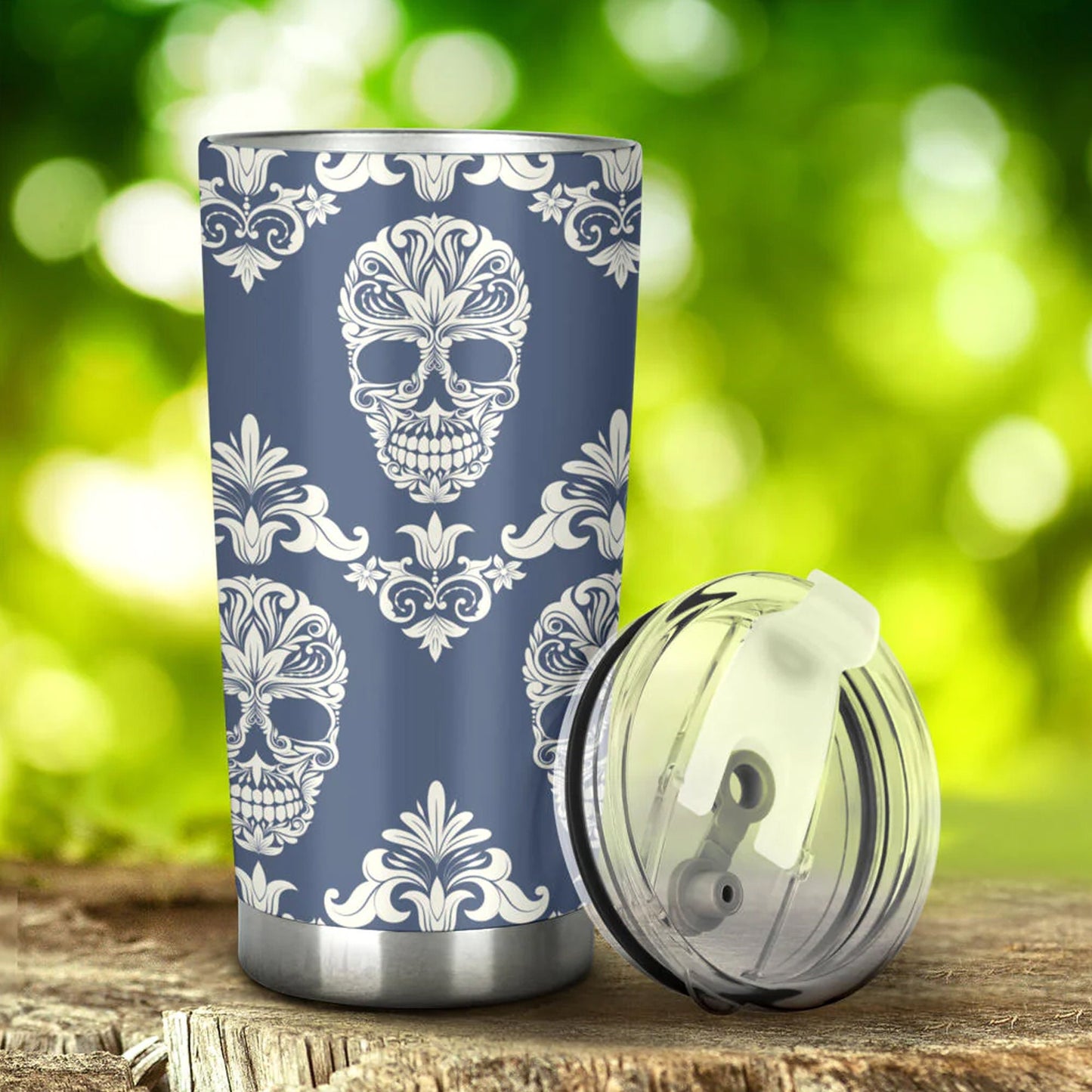 Candy skull tumbler, sugar skull cup mug tumbler, Day of the dead skull tumbler, skull tumbler mug cup, Mexican skull gothic mug cup tumbler