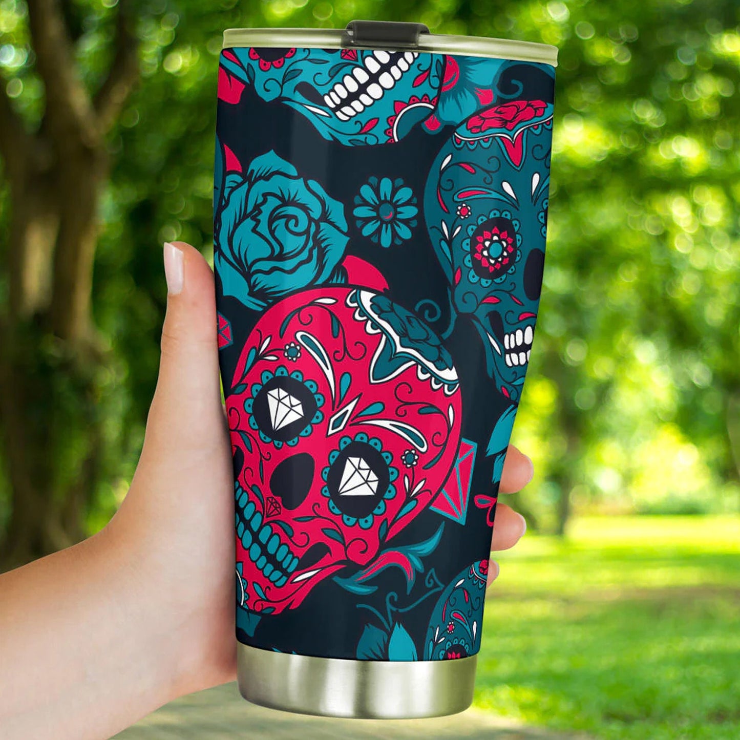 Mexican skull tumbler, sugar skull cup mug tumbler, Day of the dead skull tumbler, skull tumbler mug cup, Candy skull gothic mug cup tumbler