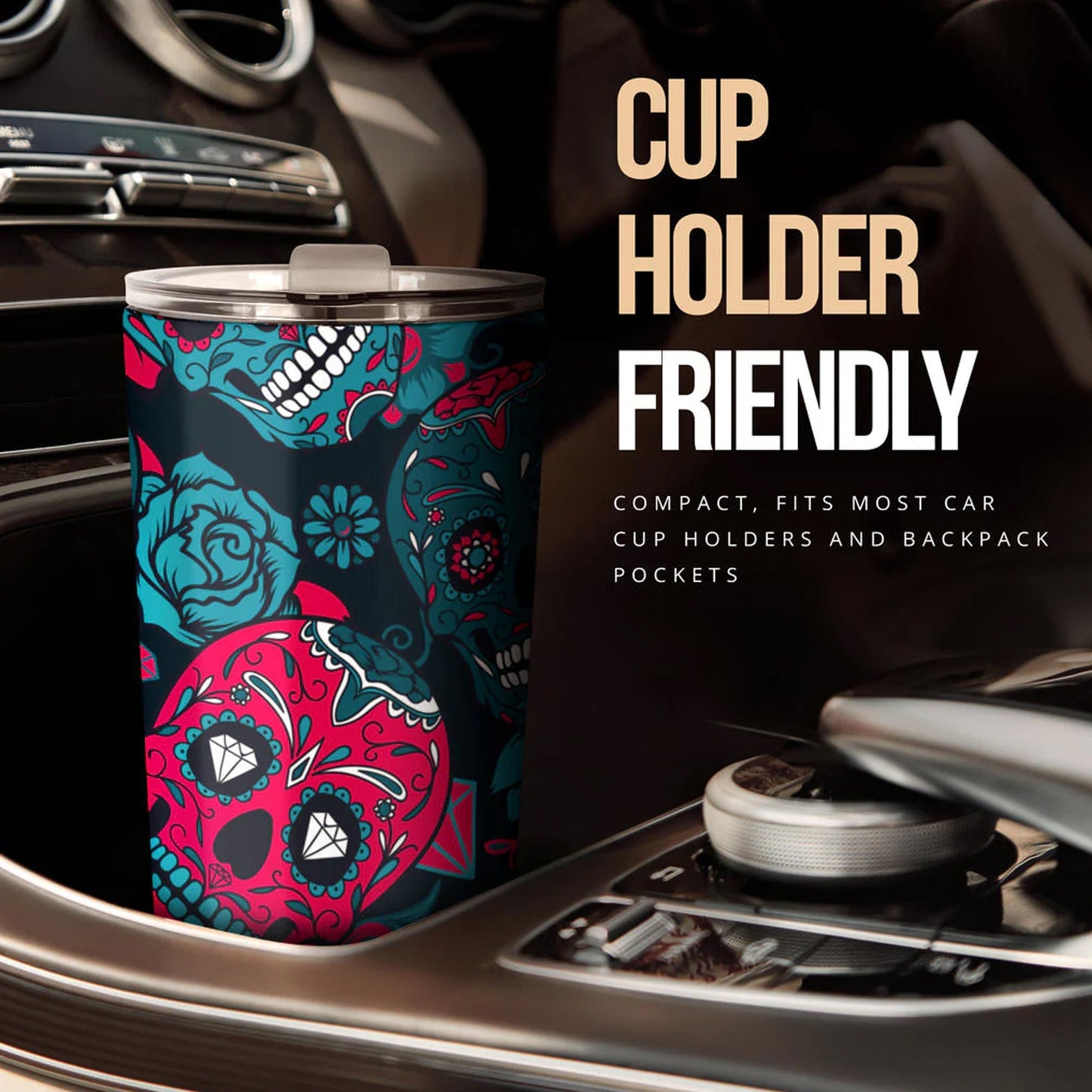 Mexican skull tumbler, sugar skull cup mug tumbler, Day of the dead skull tumbler, skull tumbler mug cup, Candy skull gothic mug cup tumbler