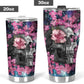 Floral skull tumbler, rose skull cup mug, skull travel tumbler Horror skull mug tumblr Halloween skeleton tumbler grim reaper gothic mug cup