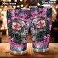 Floral skull tumbler, rose skull cup mug, skull travel tumbler Horror skull mug tumblr Halloween skeleton tumbler grim reaper gothic mug cup