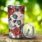 Floral skull tumbler, rose skull cup mug, skull travel tumbler Horror skull mug tumblr Halloween skeleton tumbler grim reaper gothic mug cup