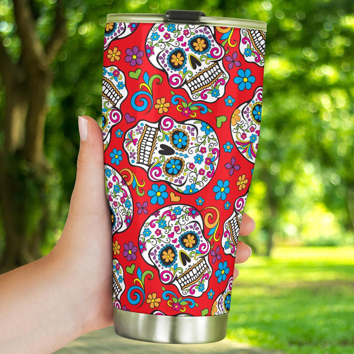 Candy skull tumbler, sugar skull cup mug tumbler, Dia de los muertos skull tumblr, skull tumbler mug cup, Candy skull gothic mug cup tumbler