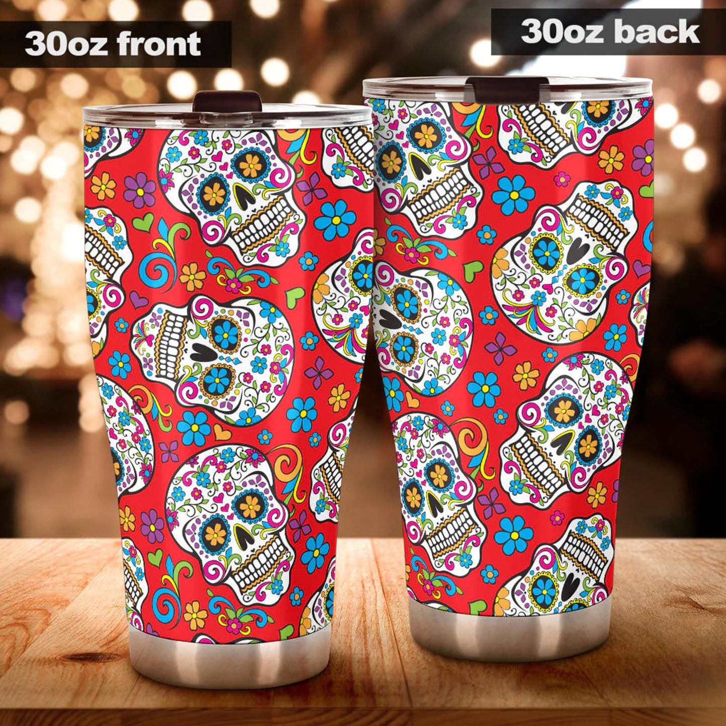 Candy skull tumbler, sugar skull cup mug tumbler, Dia de los muertos skull tumblr, skull tumbler mug cup, Candy skull gothic mug cup tumbler