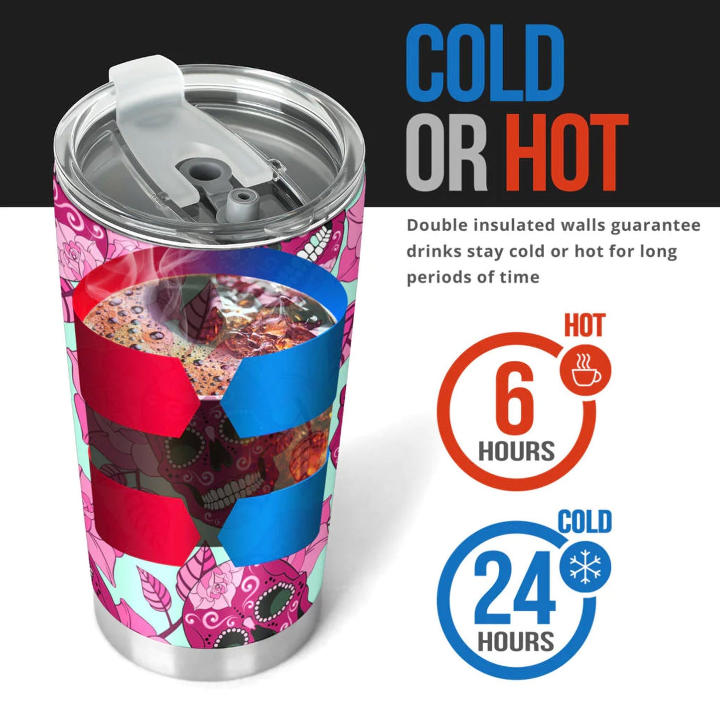 Floral skull tumbler, sugar skull cup mug tumbler, Dia de los muertos skull tumblr, skull tumbler mug cup, Day of the dead mug cup tumbler