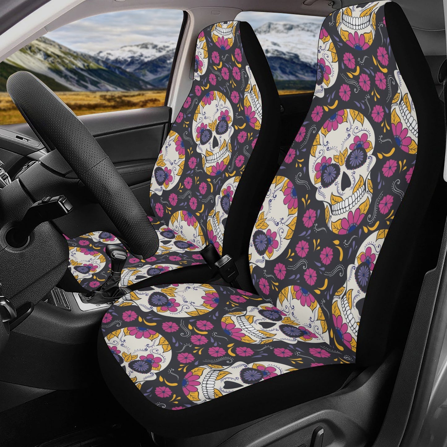 Sugar skull car seat cover, Candy skull Car Seat Covers car mat Mexico skull car seat protector candy skull accessories seat cover for car