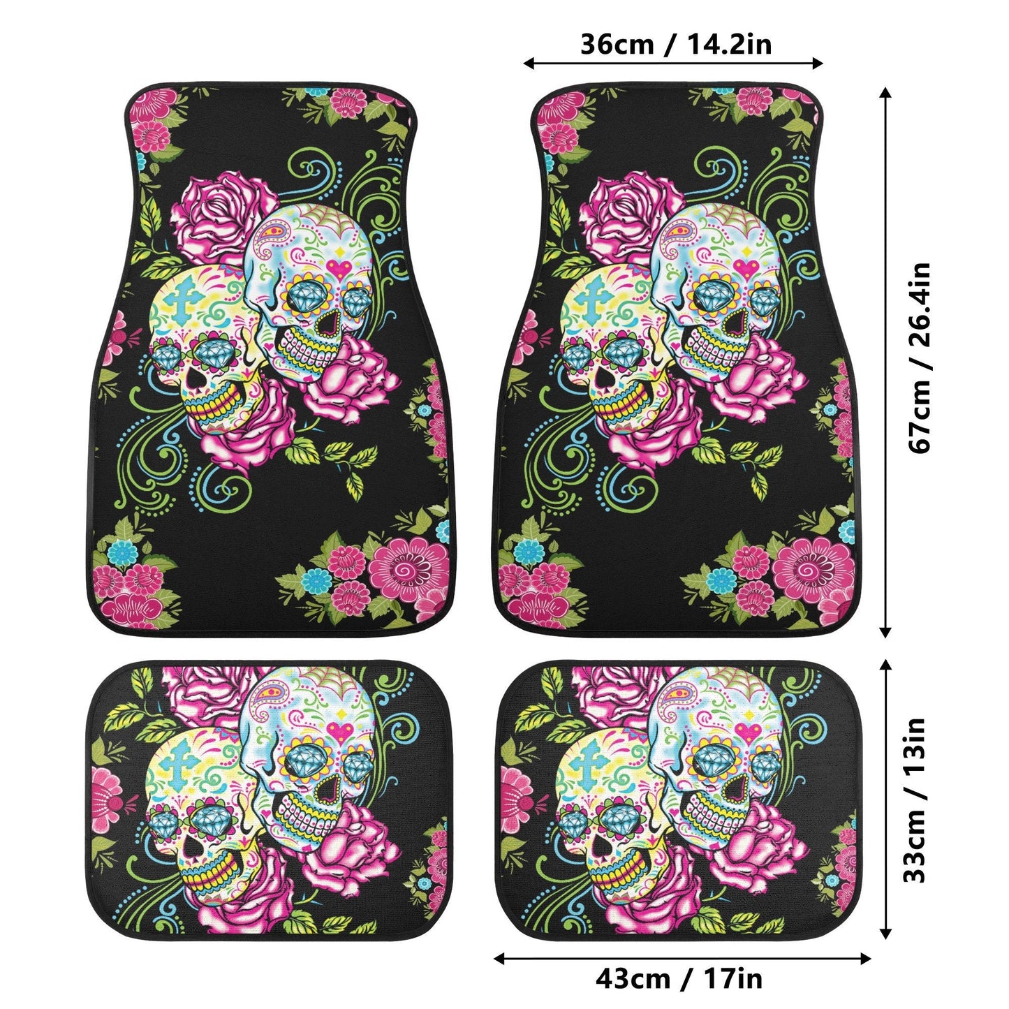 Sugar skull Flower car seat cover, Sugar skull Seat Covers for car, skull car seat protector mat Mexican skull car accessories seat cover