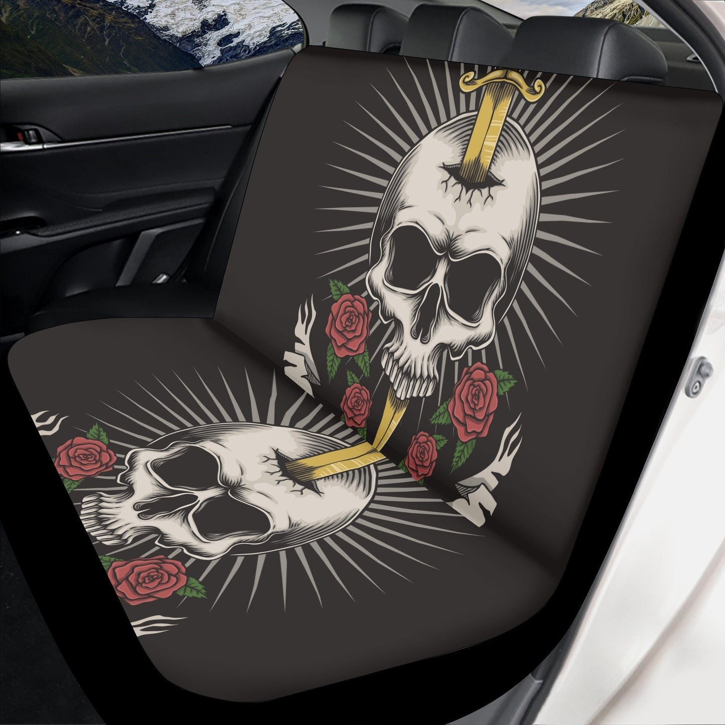Sword Skull Car Seat Cover car mat full set, Gothic seat cover mat for car, skull car mat, skeleton gothic skull mat seat protector for car