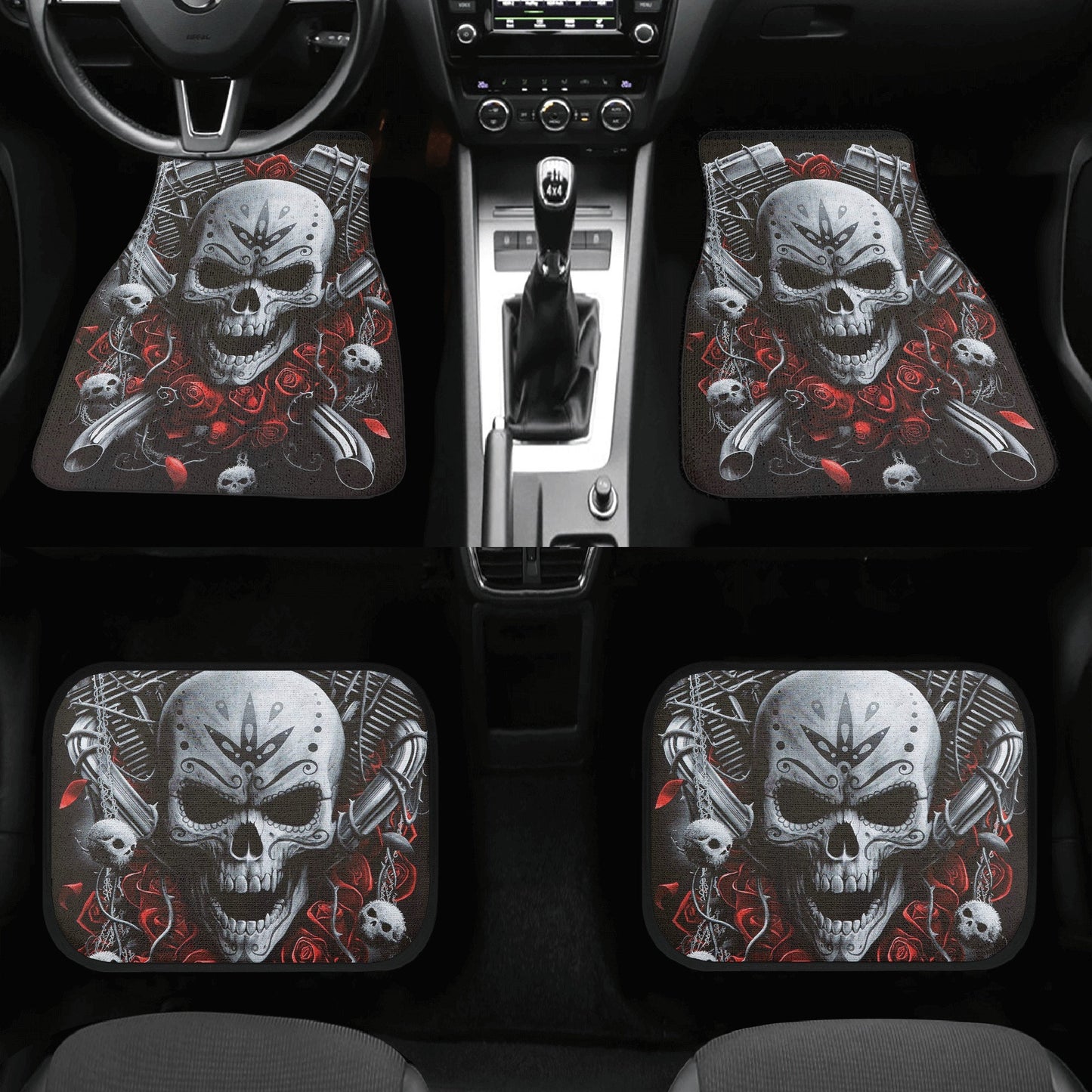 Motorcycle Skull Car Seat Cover car mat, Grim reaper skull seat cover mat for car Biker gothic skull gothic car seat cover Halloween car mat