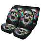 Gothic Skull Car Seat Cover car mat full set, Grim reaper skull seat cover mat for car Flaming skull gothic car seat cover Halloween car mat