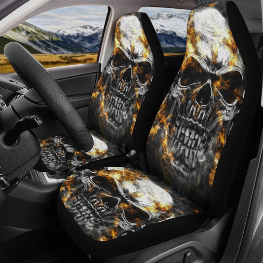 Flaming Skull Car Seat Cover car mat full set, Grim reaper skull seat cover mat for car Gothic skull car seat cover, skull mat cover for car