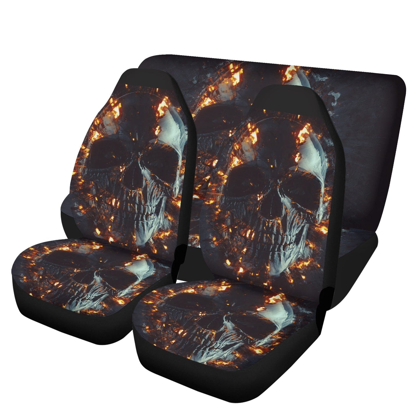 Flaming Skull Car Seat Cover car mat full set, Grim reaper skull seat cover mat for car Gothic skull car seat cover, skull mat cover for car