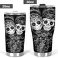 Sugar skull couple tumbler, Candy skull cat cup mug tumblr sugar skull love tumbler cup, skull mug tumbler day of the dead cat skull tumbler