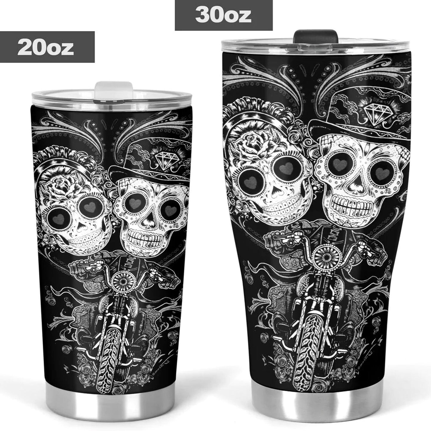 Sugar skull couple tumbler, Candy skull cat cup mug tumblr sugar skull love tumbler cup, skull mug tumbler day of the dead cat skull tumbler