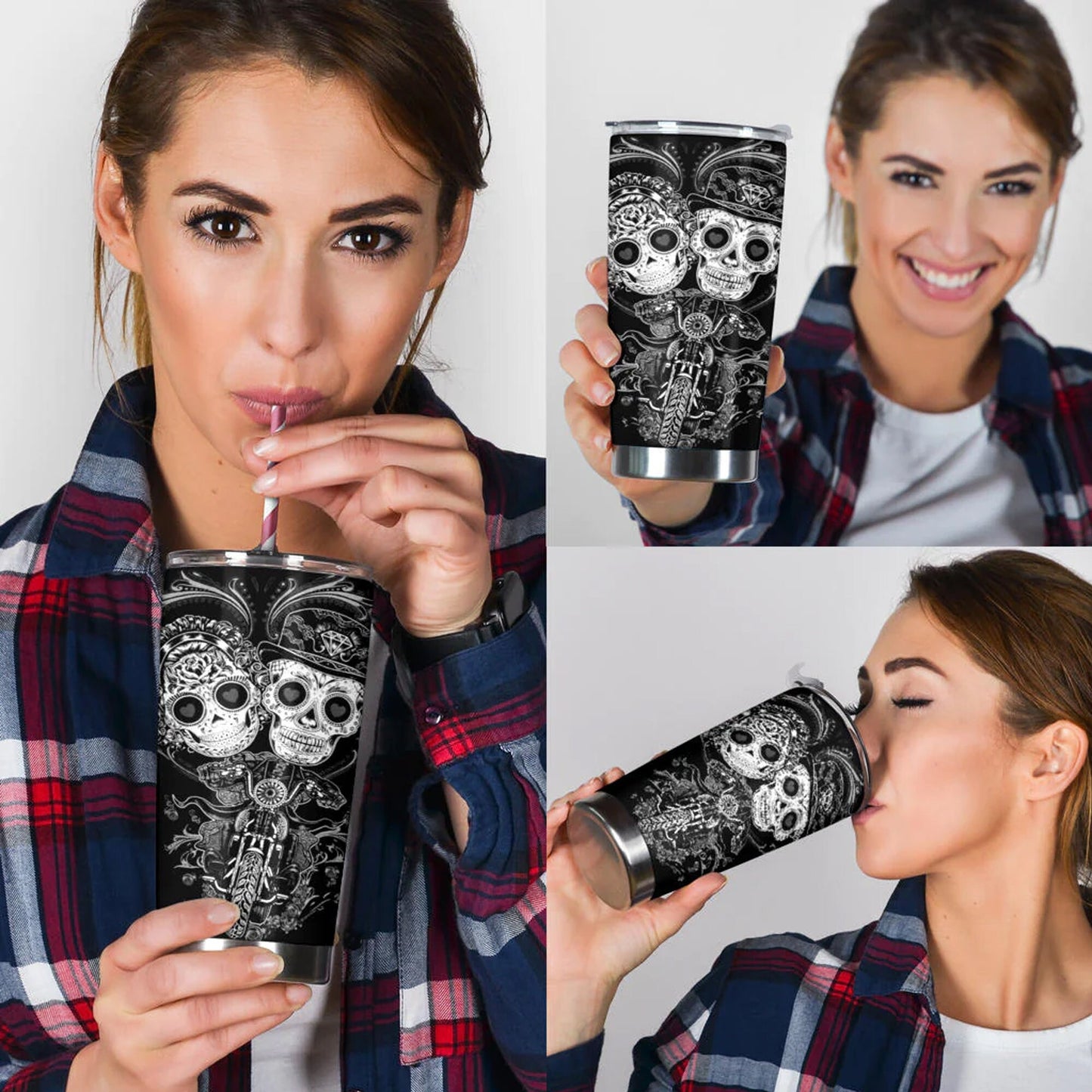 Sugar skull couple tumbler, Candy skull cat cup mug tumblr sugar skull love tumbler cup, skull mug tumbler day of the dead cat skull tumbler