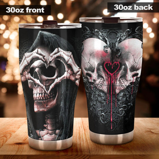 Grim reaper skull tumbler Goth skull cup mug Halloween skull tumbler Gothic skull mug tumbler skull heart mug, punisher skull gothic mug cup