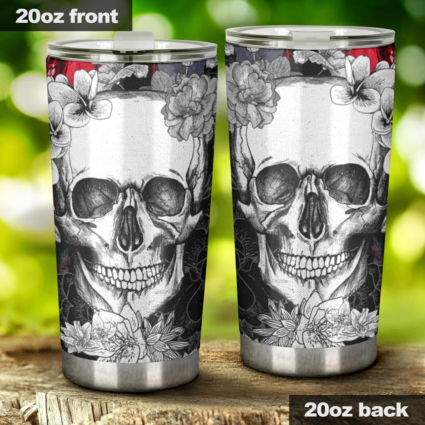 Floral skull tumbler cup Goth skull cup mug Halloween skull tumbler Rose skull mug tumbler skull heart mug, Christmas skull gothic mug cup
