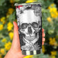 Floral skull tumbler cup Goth skull cup mug Halloween skull tumbler Rose skull mug tumbler skull heart mug, Christmas skull gothic mug cup