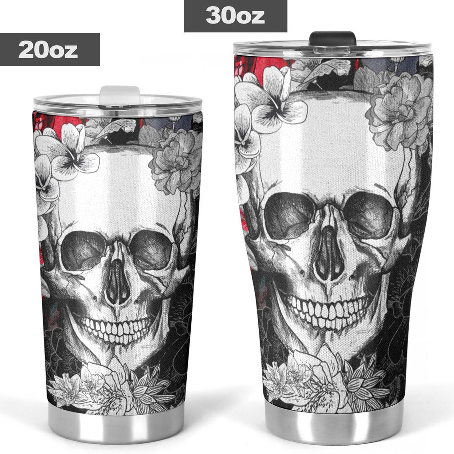 Floral skull tumbler cup Goth skull cup mug Halloween skull tumbler Rose skull mug tumbler skull heart mug, Christmas skull gothic mug cup