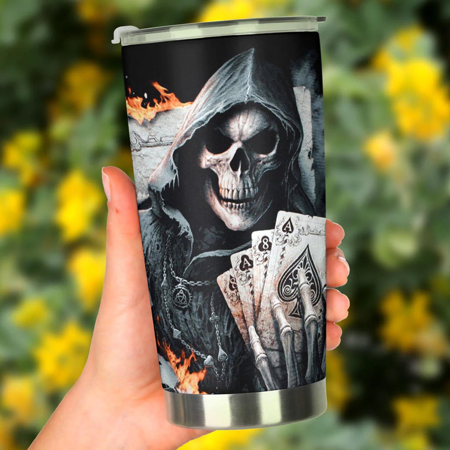 Grim reaper skull tumbler cup, skull Halloween tumbler cup mug, Gothic skull mug tumbler skull reaper mug Christmas skull gothic tumbler cup