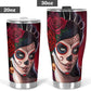 Day of the dead girl skull tumbler, Candy skull cup mug tumbler sugar skull girl tumbler cup Mexican skull day of the dead skull tumbler cup