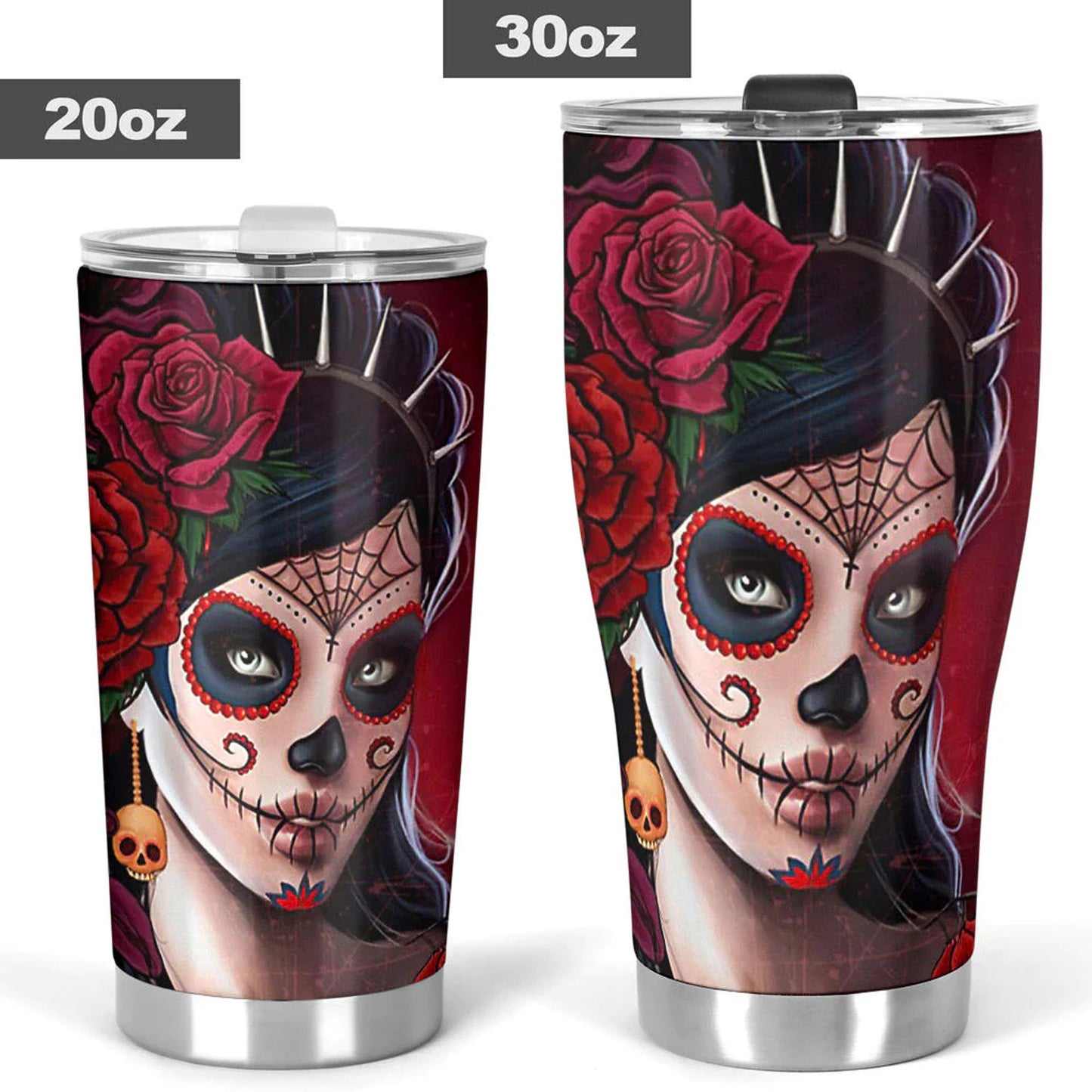 Day of the dead girl skull tumbler, Candy skull cup mug tumbler sugar skull girl tumbler cup Mexican skull day of the dead skull tumbler cup