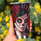Day of the dead girl skull tumbler, Candy skull cup mug tumbler sugar skull girl tumbler cup Mexican skull day of the dead skull tumbler cup