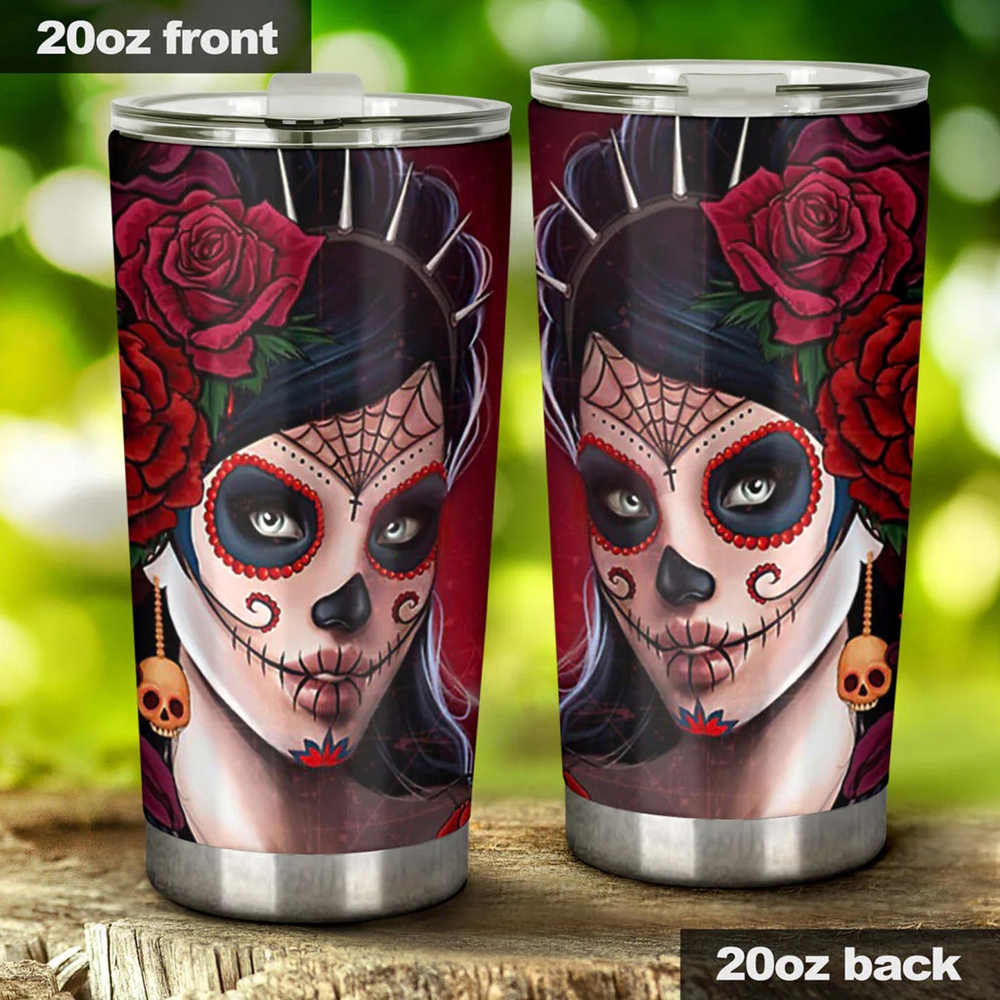Day of the dead girl skull tumbler, Candy skull cup mug tumbler sugar skull girl tumbler cup Mexican skull day of the dead skull tumbler cup