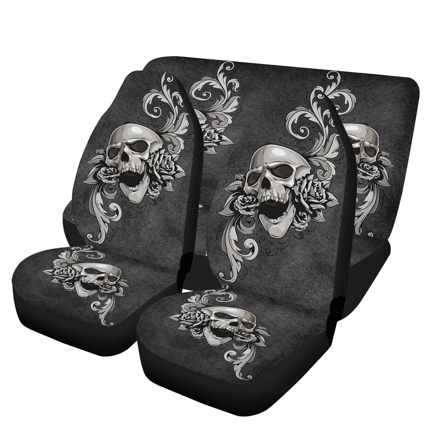Floral Skull Seat Cover for car, flower skull car mat, Halloween skull seat cover mat for car, skull car seat cover, skull mat cover for car