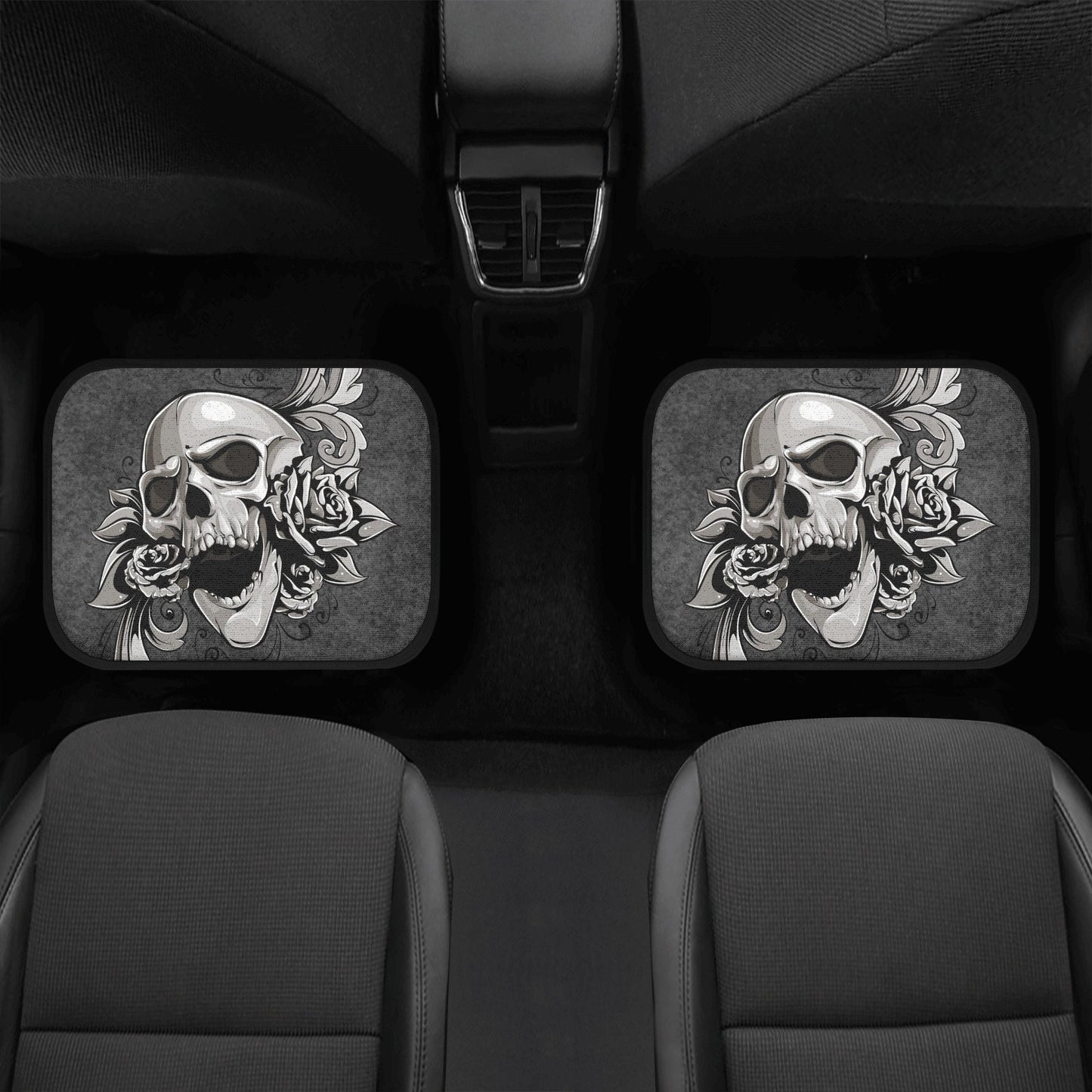 Floral Skull Seat Cover for car, flower skull car mat, Halloween skull seat cover mat for car, skull car seat cover, skull mat cover for car