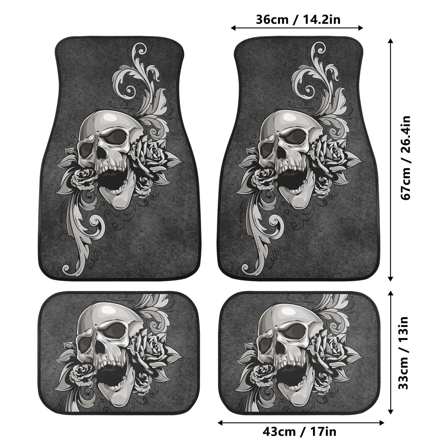 Floral Skull Seat Cover for car, flower skull car mat, Halloween skull seat cover mat for car, skull car seat cover, skull mat cover for car