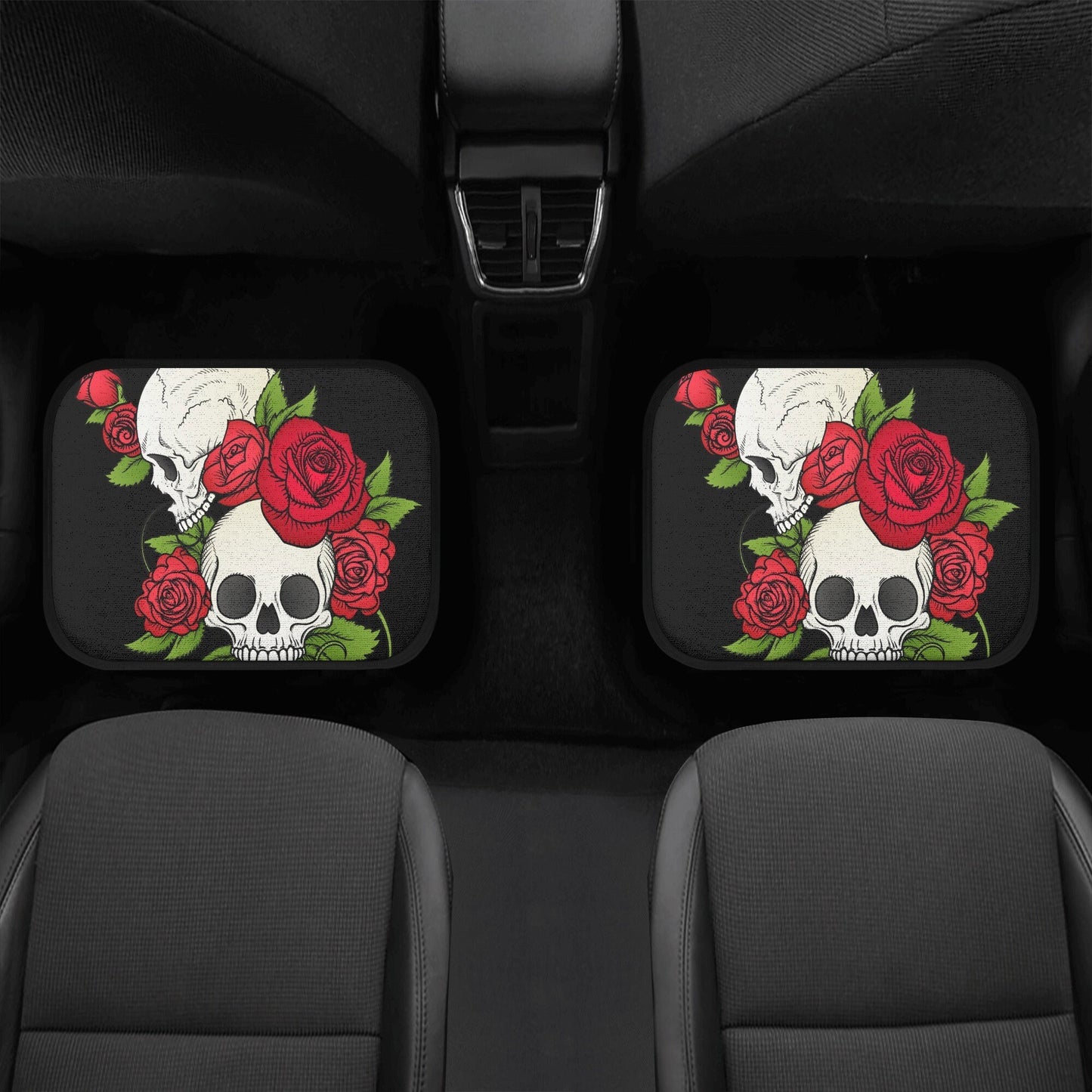 Rose Skull Seat Cover for car, floral skull car mat, Halloween skull seat cover mat for car, skull car seat cover, skull mat cover for car