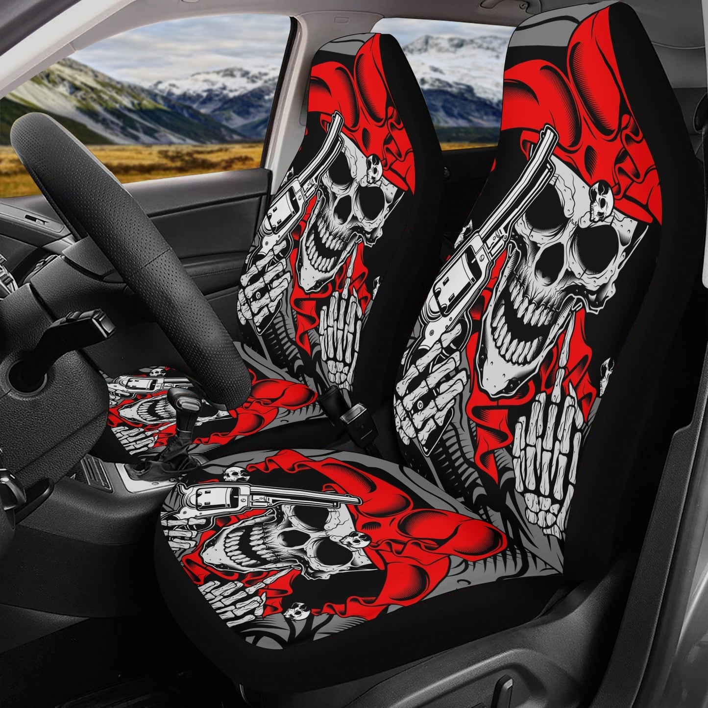 Gothic Skull Seat Cover for car skull mat for car Skeleton skull seat cover mat for car Horror skull car seat cover, skull mat cover for car