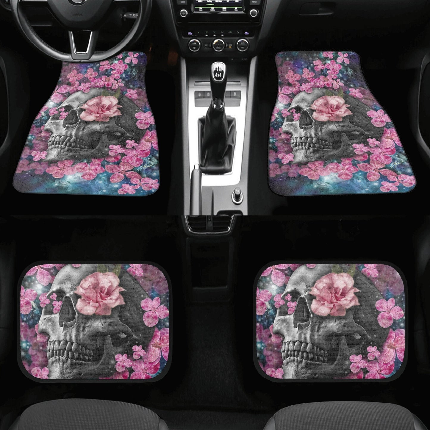Gothic Skull Seat Cover for car skull mat for car Skeleton skull seat cover mat for car Rose skull car seat cover, skull mat cover for car