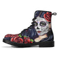 Sugar skull day of the dead girl leather boots, Sugar skull girl boots men women, Mexican calaveras skull girl boots shoes sugar skull boots