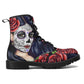 Sugar skull day of the dead girl leather boots, Sugar skull girl boots men women, Mexican calaveras skull girl boots shoes sugar skull boots