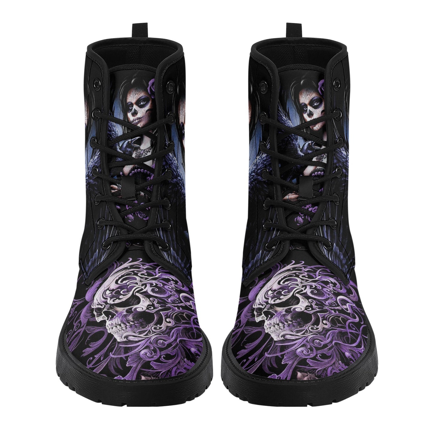 Sugar skull day of the dead girl leather boots, Candy skull girl boots men women Dia de los muertos skull girl boots shoes sugar skull boots