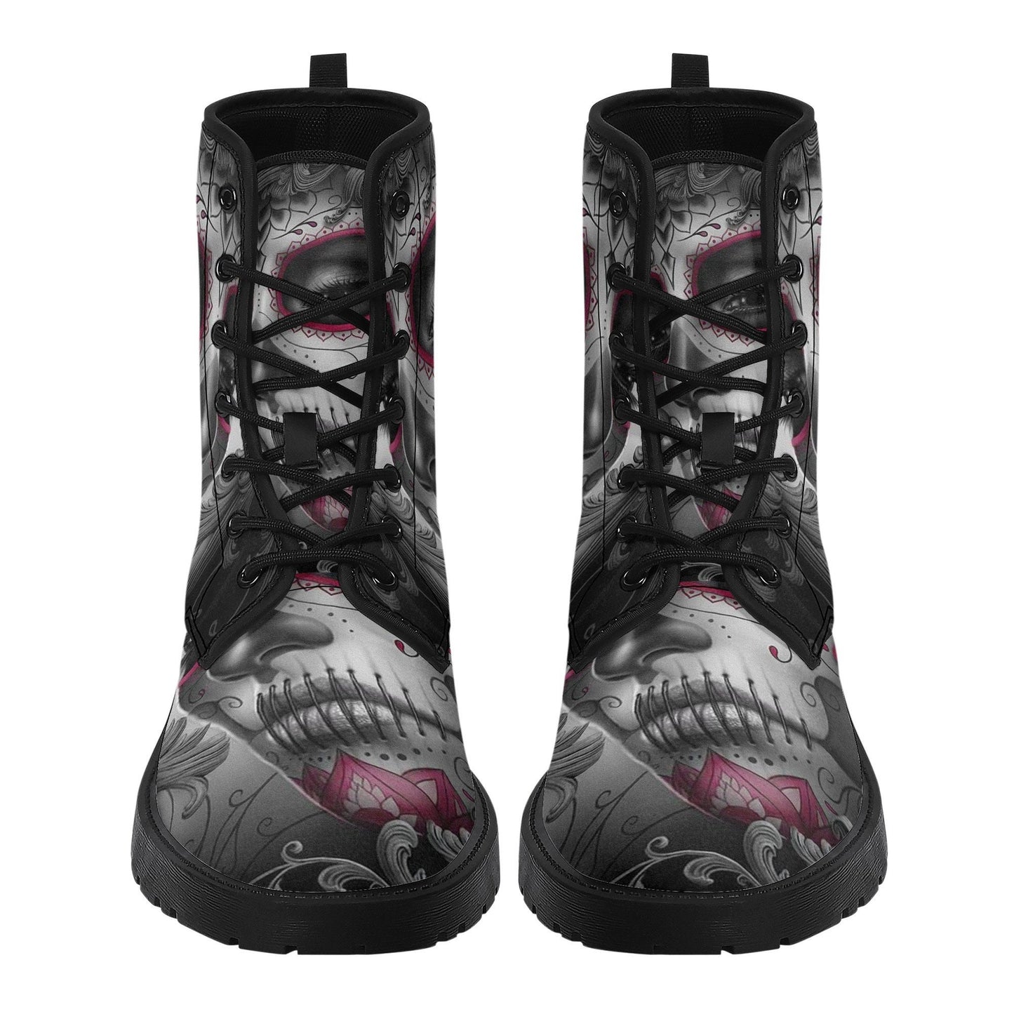 Sugar skull day of the dead girl leather boots, Candy skull girl boots men women Dia de los muertos skull girl boots shoes sugar skull boots